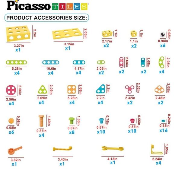 Picasso Tiles 115 Piece Building Blocks Set Kids STEM Toy Construction NEW - Picture 6 of 7
